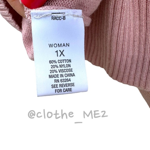 Roz & Ali - light mauve mock turtleneck long sleeve sweater, Size 1X - Picture 6 of 8